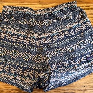 Patagonia Women's Geometric Pattern Shorts - Blue and Tan